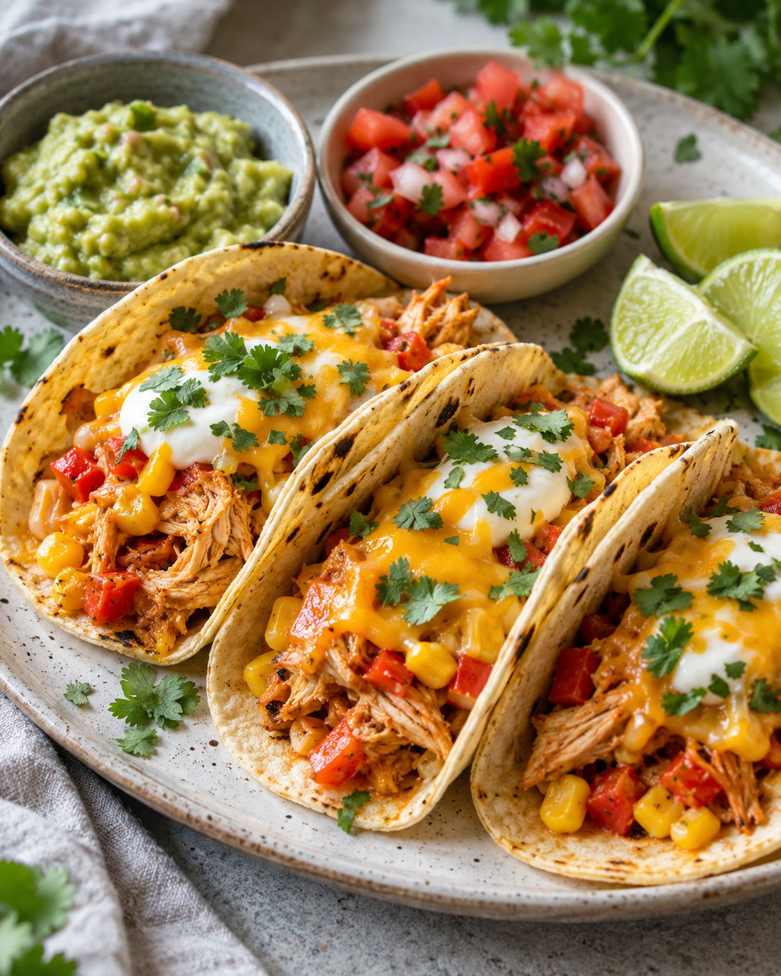 CHEESY CHICKEN TACOS